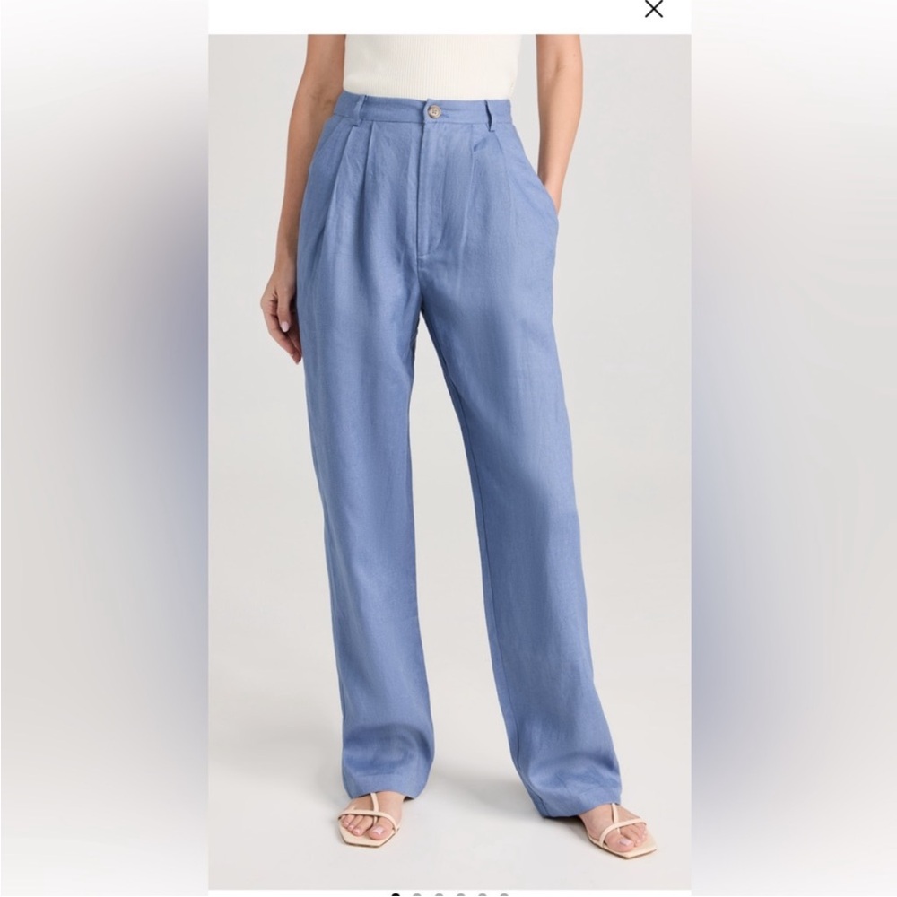 Reformation Mason linen Light Blue Wide Leg Pants